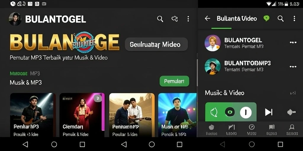 Tampilan antarmuka BULANTOGEL yang memudahkan penggunaan Pemutar MP3.