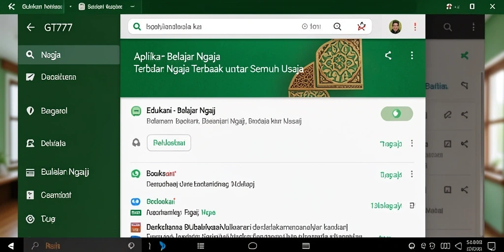 Tampilan antarmuka GT777 yang mudah digunakan untuk belajar ngaji.
