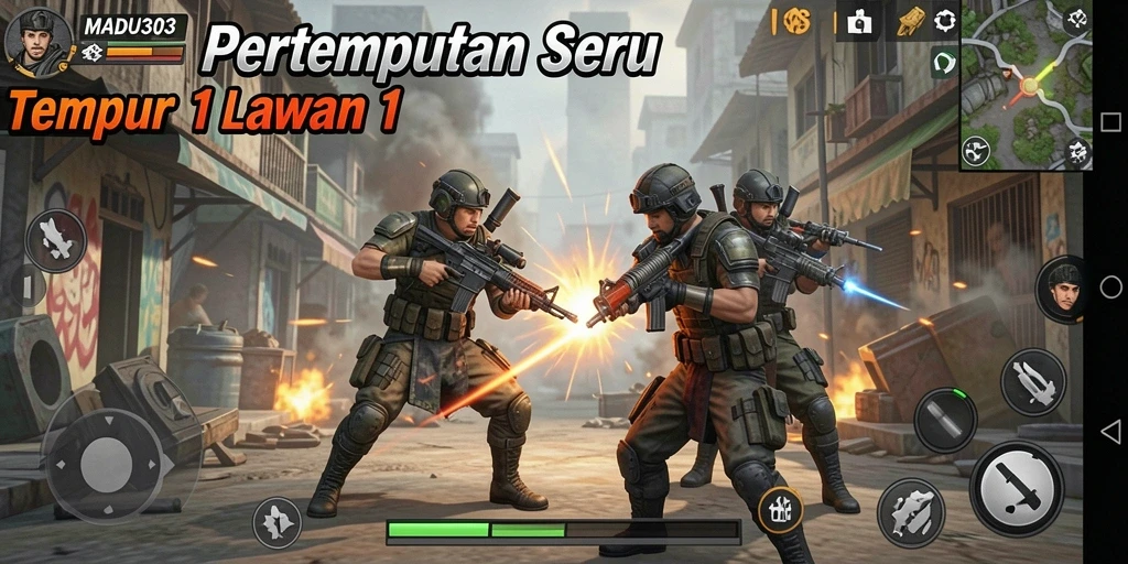 Tampilan antarmuka pertarungan seru dalam MADU303.