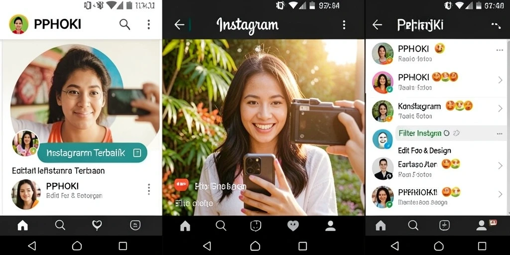 Antarmuka PPHOKI dengan banyak pilihan filter menarik untuk Instagram.