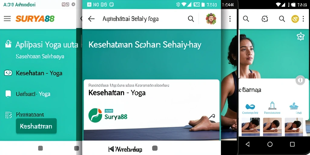 Tampilan antarmuka aplikasi SURYA88 yang ramah pengguna untuk latihan Yoga.